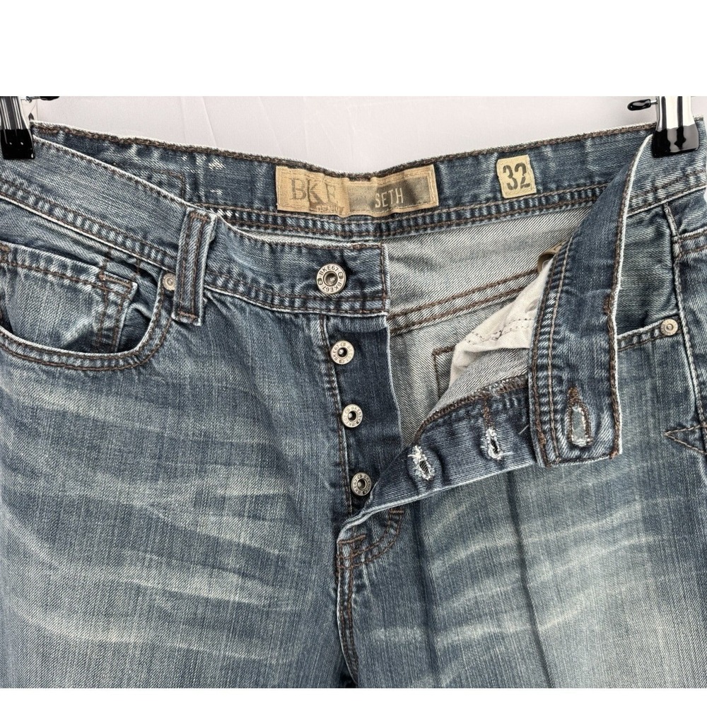 BKE Seth Mens Straight Leg Jeans 32x29 Medium Wash Blue Denim Button Fly Cotton